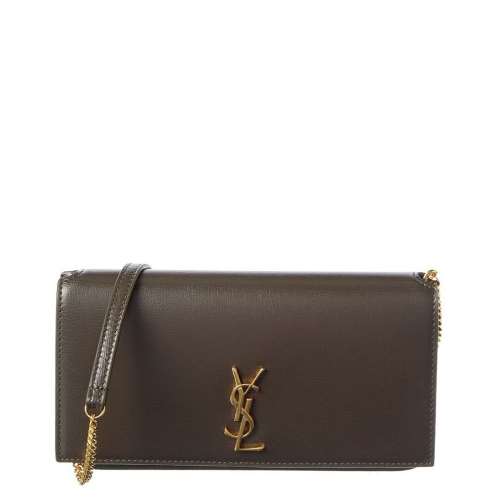 Saint Laurent Monogram Leather Phone Holder With Chain